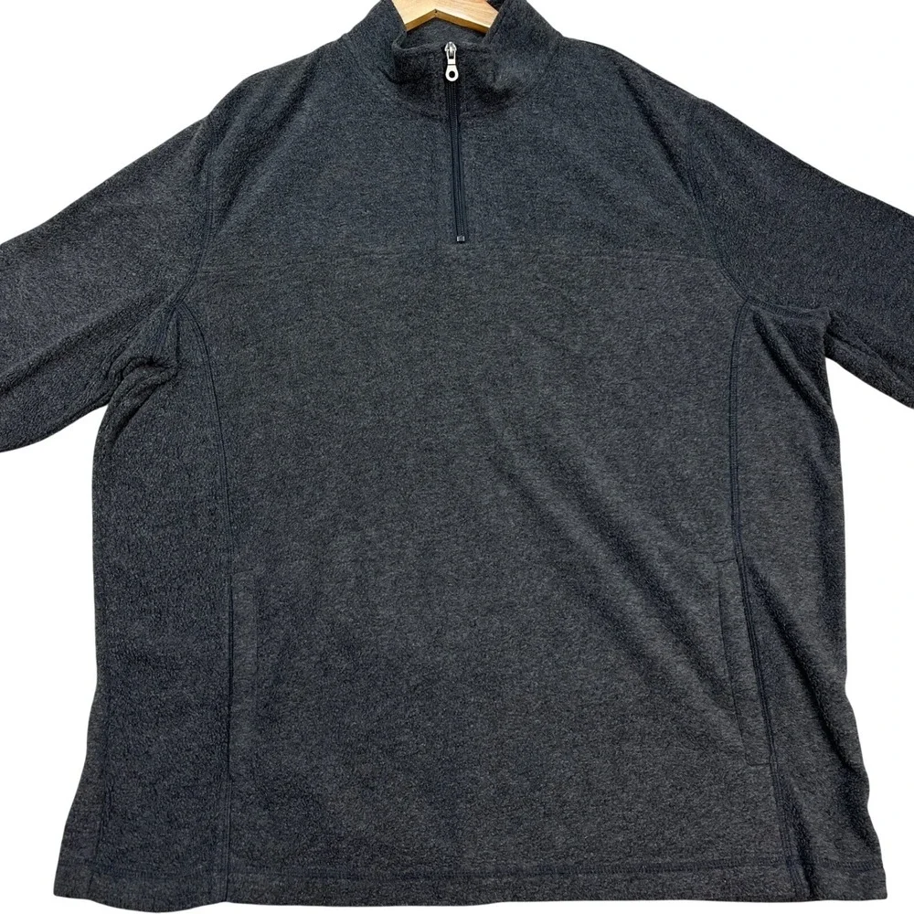 Croft Barrow‎ Pullover Mens Large Charcoal Gray Long Sleeve Fleece 1/4 Zip EUC